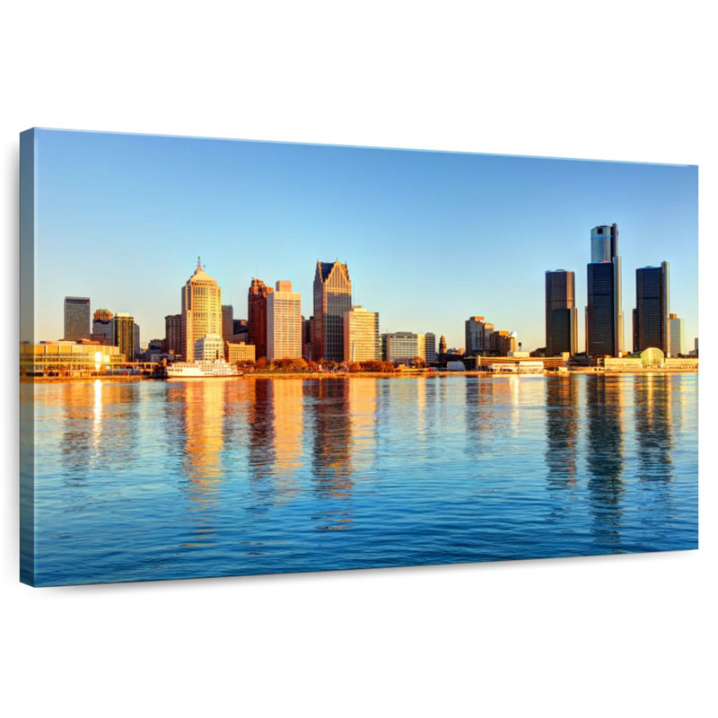 Ravi Detroit Waterfront Skyline, 34" H x 51" W