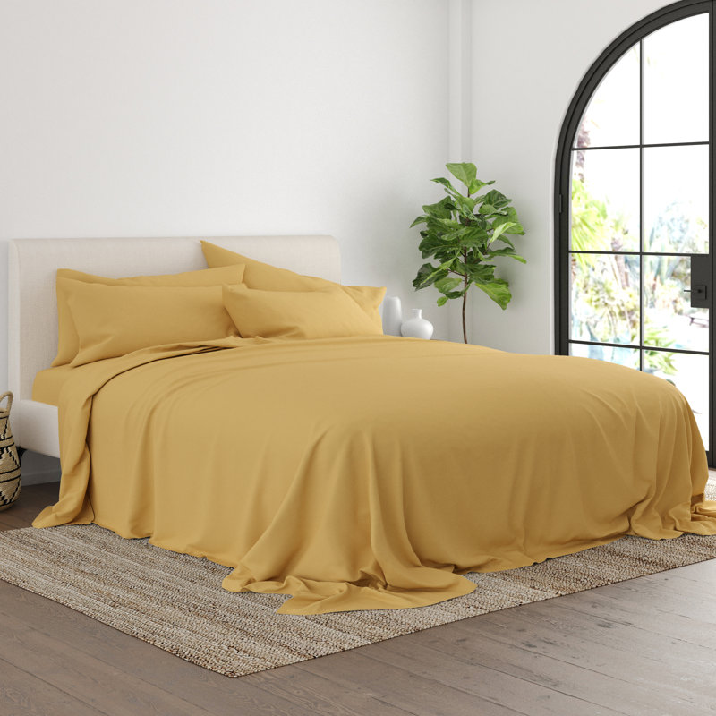 Ensemble de draps ultra-doux double brossé 6 pièces - Pochette profonde, infroissable, literie résistante à la décoloration