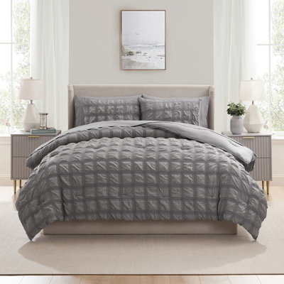 Bed in a Bag Seersucker Diamond Stitch 7 Piece Comforter Set