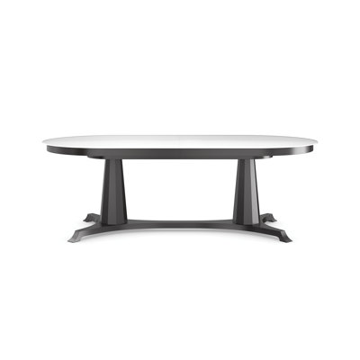 Bordeaux 130 " Extendable Oval Glass Top with Solid Wood Base Dining Table
