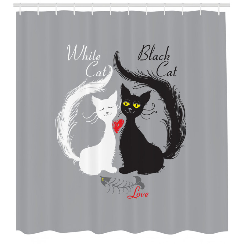 Ensemble de rideau de douche avec crochets et crochets pour chat, H 75 po x l 69 po