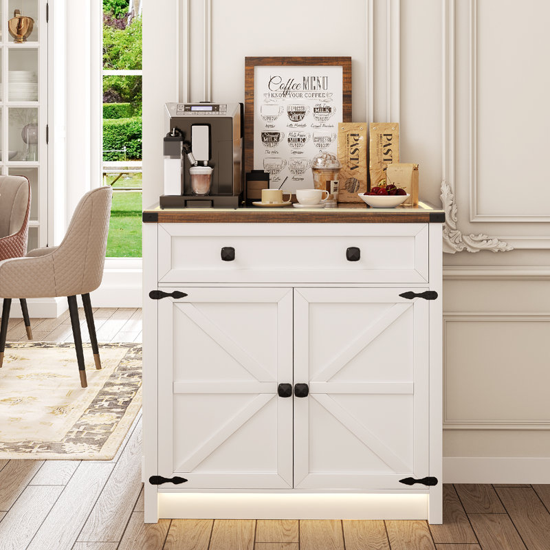 Buffet avec lumière DEL 31,5 po Delmonta, Blanc