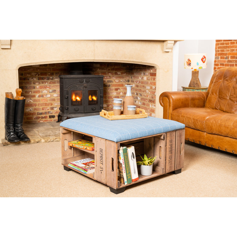 Krugerville 82cm Wide Square Tartan Ottoman with Storage
