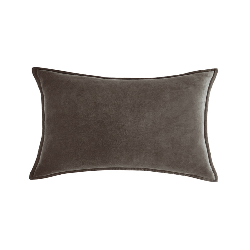 (Housses avec inserts) Ensemble de 2 coussins décoratifs rectangulaires de couleur unie avec doublure, Gris foncé