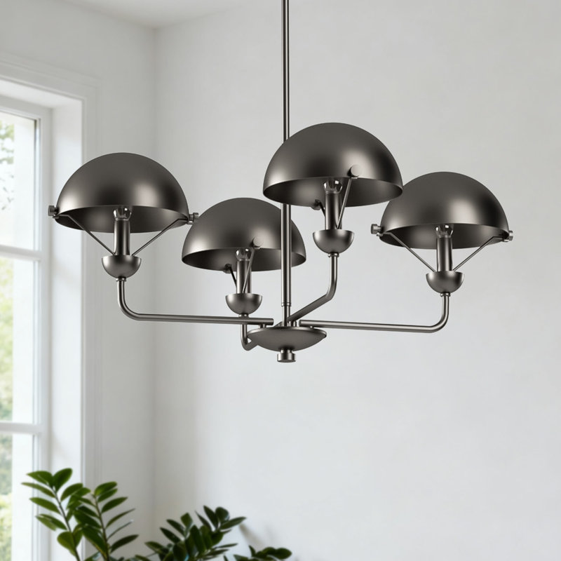4-Light 28"W Modern/Traditional Chandelier, Feature Metal Shade For Dining Room Or Kitchen Island