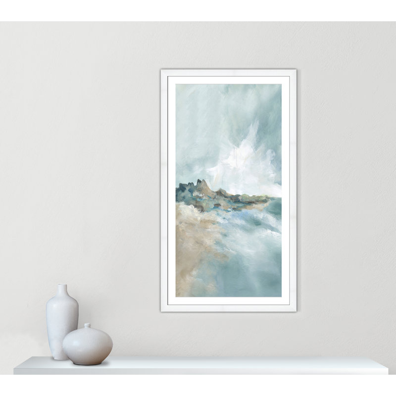 Imprimé Sandpoint par Carol Robinson, Reproduction encadrée avec passe-partout, H 55 po x l 31 po x P 1,25 po, Blanc