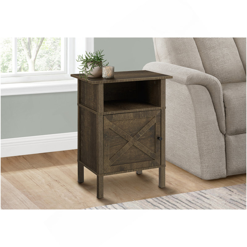 Table d'appoint, table d'appoint, bout, salon, petit, rangement, stratifié en chêne foncé, transitionnel, Noyer