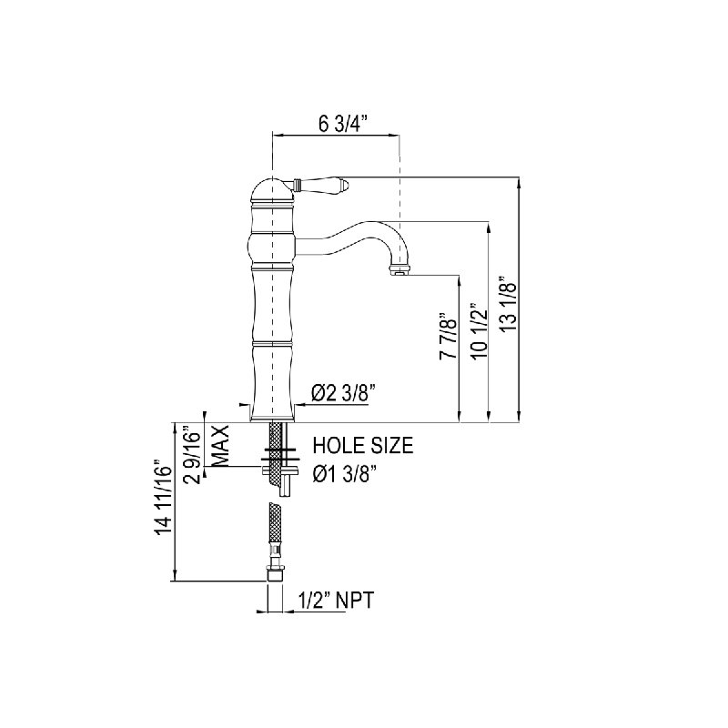 Acqui® Single Hole Bathroom Faucet, Italian Brass