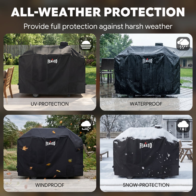 Housse pour barbecue au charbon 57 po FEASTO, housse de barbecue imperméable 600D, noire