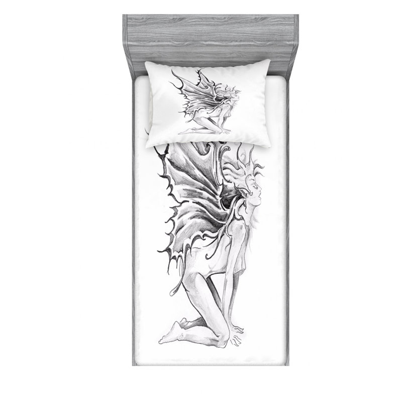 Ensemble de draps dessin au crayon, Ensemble de draps pour lit simple TG et une taie d