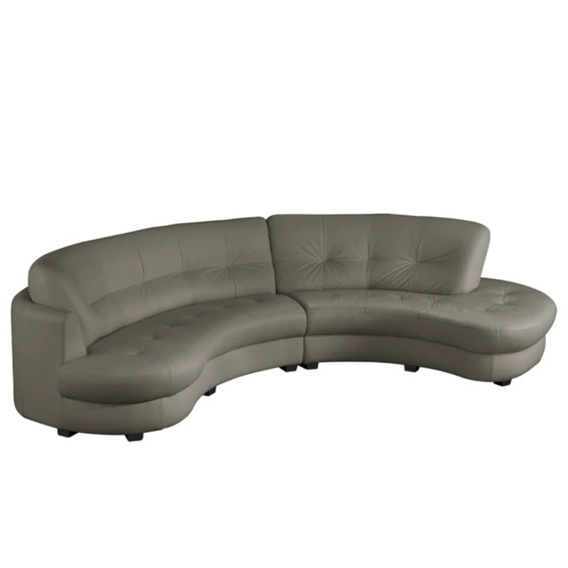 Maura Genuine Leather Curved Corner Sofa , Right Hand Facing, Dark Gray