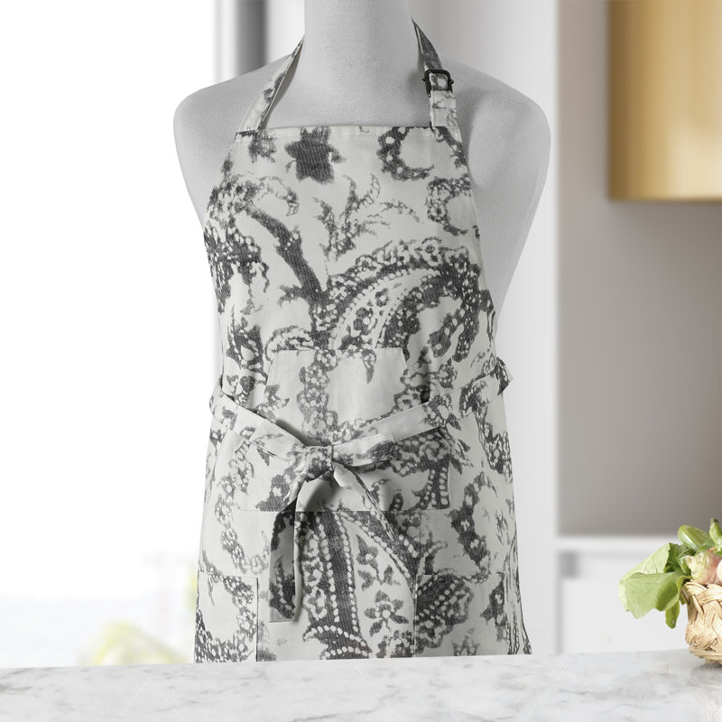 Edina Printed Cotton Kitchen Apron with Pockets Adjustable, Edina Gray