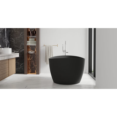 Baignoire autoportante en résine de trempage avec trop-plein et drain 70,8 po x 35,4 po Badeloft BW-03-XL-MBLK