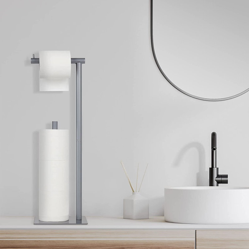 Porte-papier hygiénique sur pied, Argent