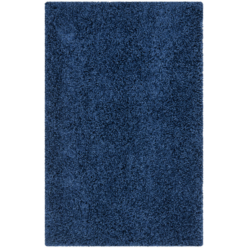 Tapis bleu touffeté à la main Assar, Rectangle 8 pi x 10 pi