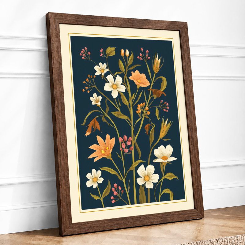 Study in Gold Botanical - Framed Print, A3 - 42.0 x 29.7 cm, Walnut