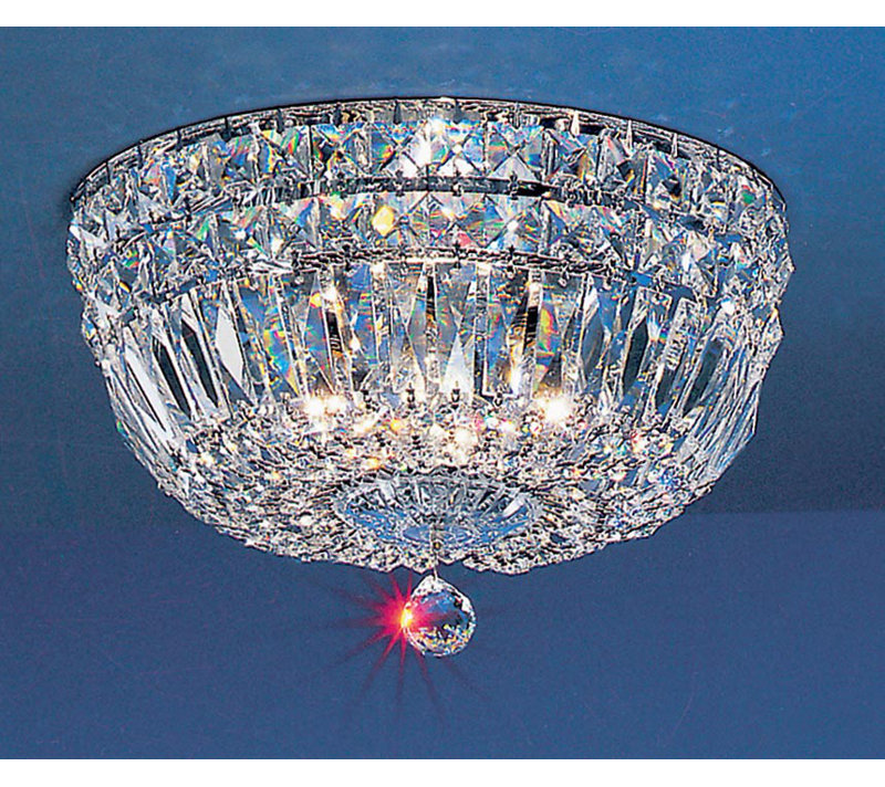 Plafonnier semi-encastré à cuve unique 3 lumières Empress, Crystalique-Plus, H 8 po x l 14 po x P 14 po