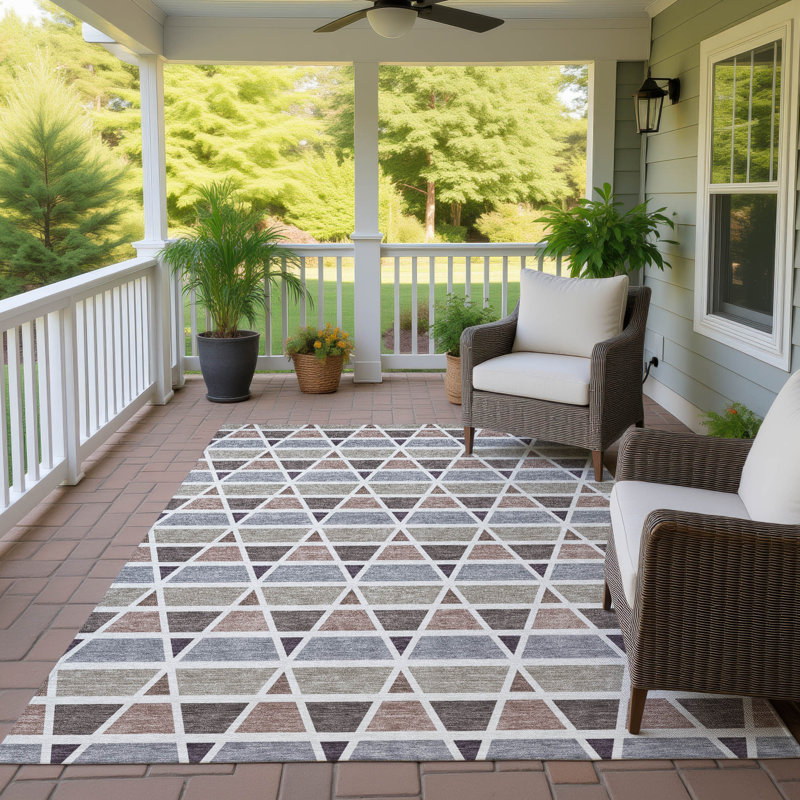 Machine Washable Indoor/Outdoor Chantille ACN2733 Geometric Rug, 3' x 5', Taupe