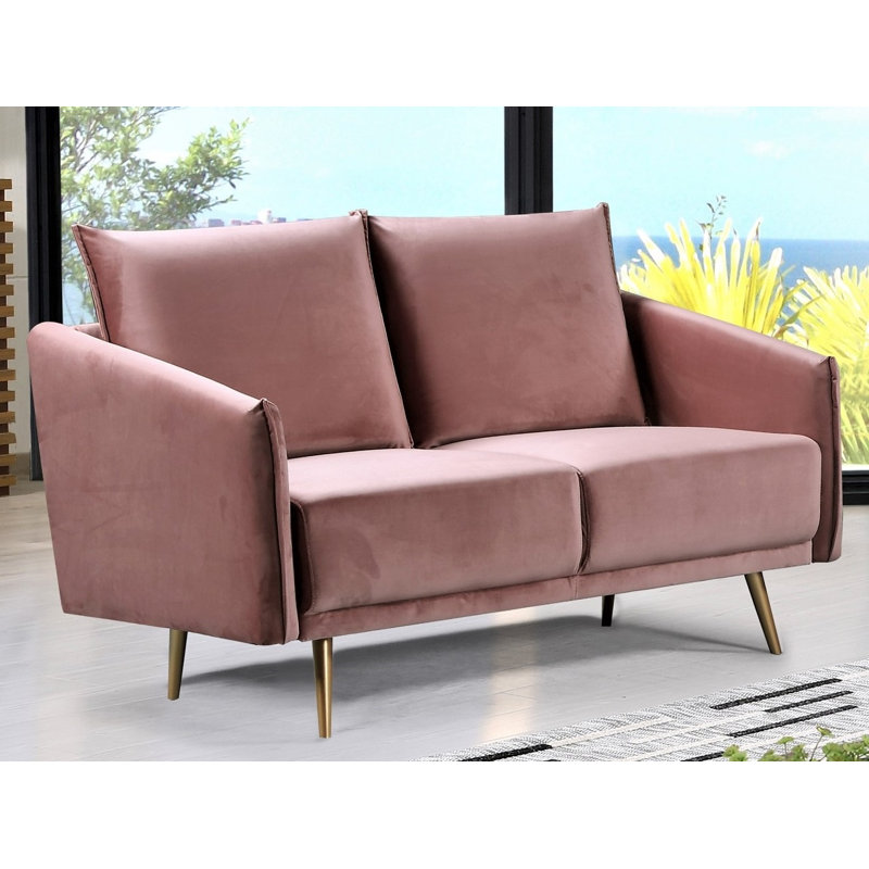 Glenford 50.79'' Velvet Loveseat, Rose Velvet
