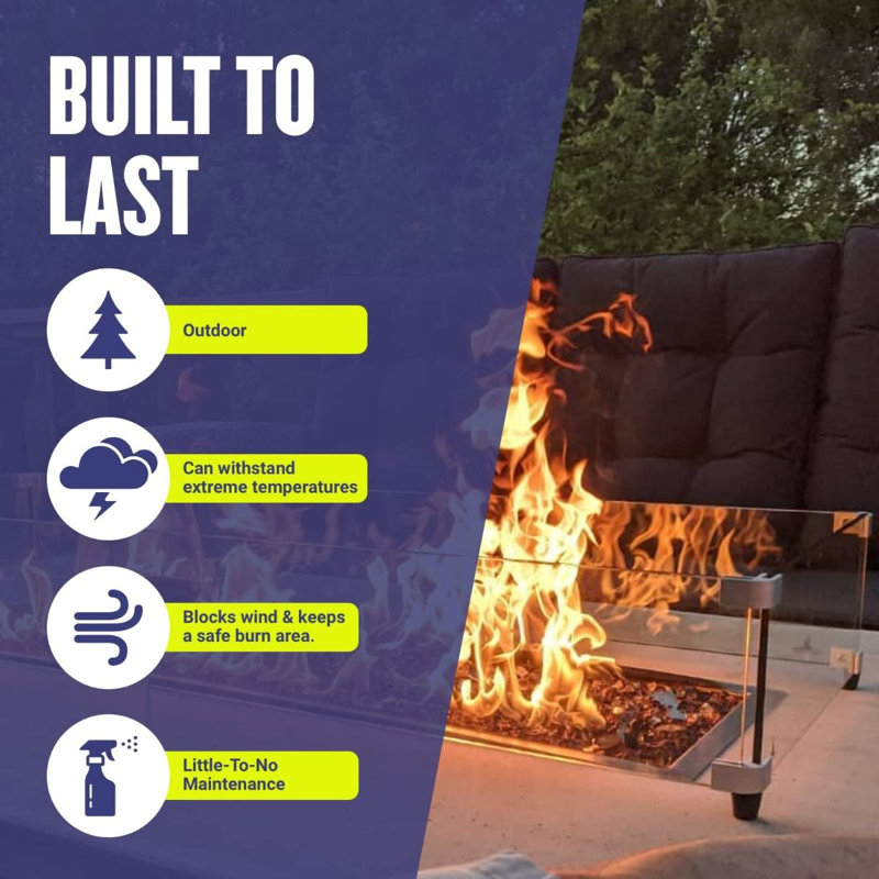 11.5'' Rectangle Tempered Glass Fire Pit Accessory, 6” H x 77.5” W x 11.5” D