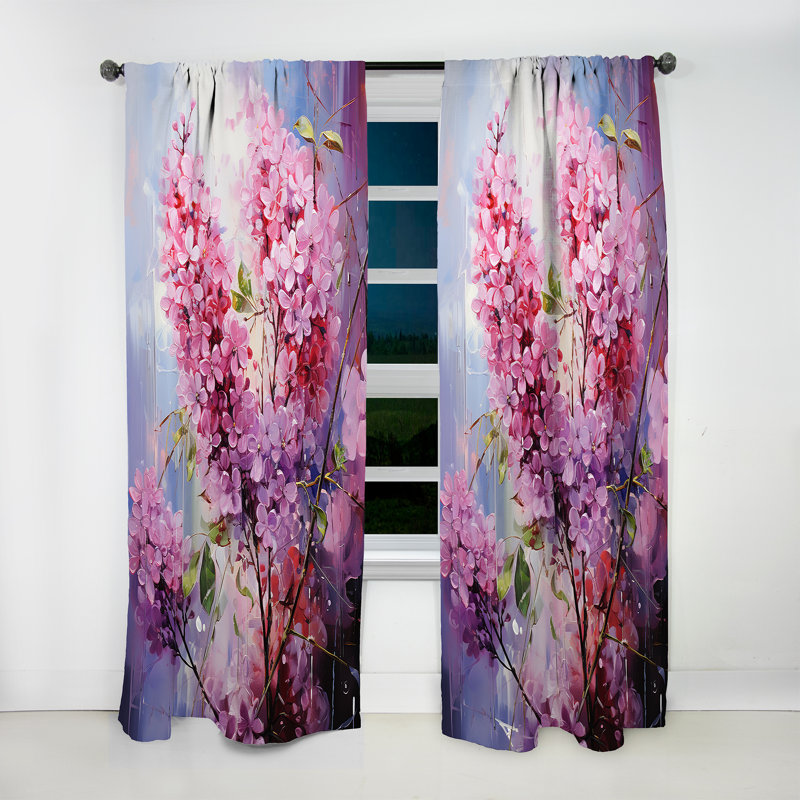 Gurjot - Rideau lilas - Rideau floral obscurcissant - 1 panneau, L 52 po x L 120 po