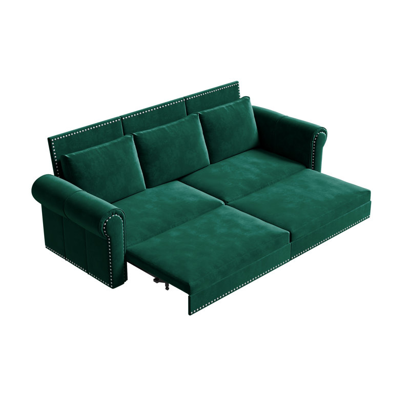 Canapé-lit gigogne 93,7 po Chesterfield, canapé-lit convertible 3-en-1 en velours
