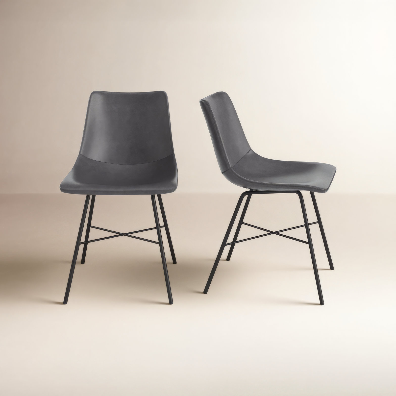 Bela Genuine Leather Dining Chair, Gray Faux Leather