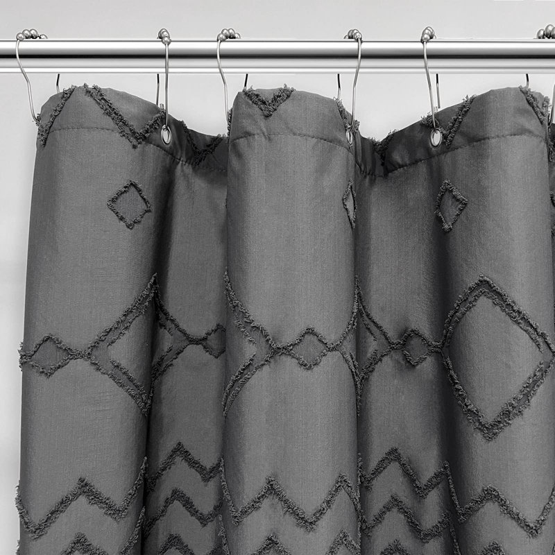 Jasielle Chevron Shower Curtain with Hooks Included, 72" H x 72" W, Gray