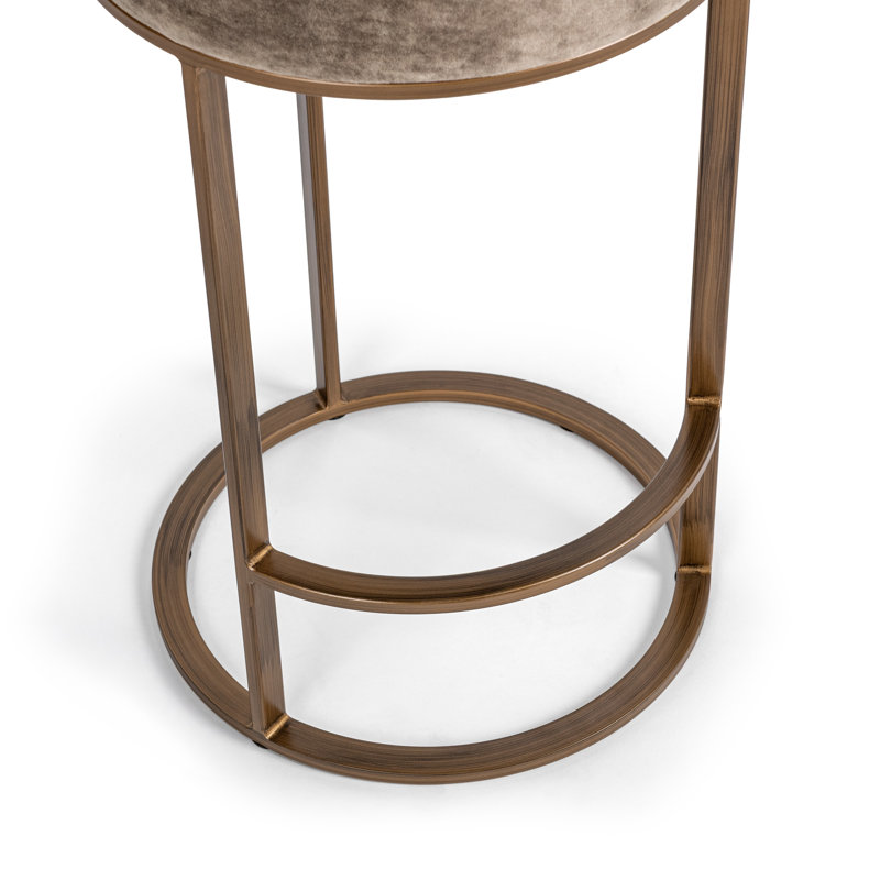 Quinn Upholstered Fabric Counter Stool, Taupe Seat/Brass Frame