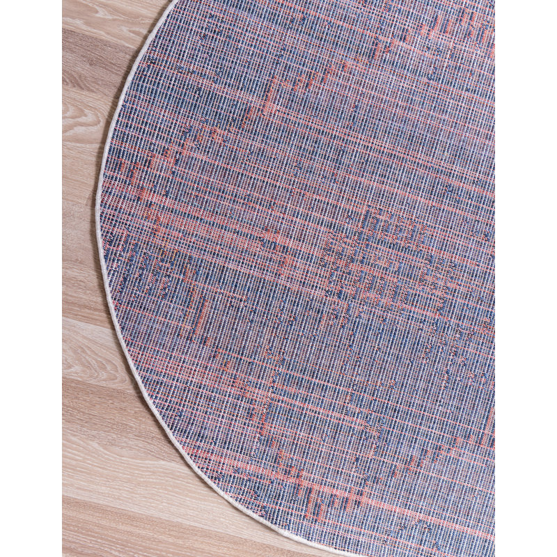 Tapis ivoire / bleu Southwestern, Rond 4 pi 1 po