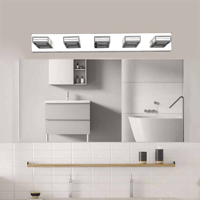 Luminaire en acrylique pour salle de bain avec lumière DEL à intensité variable (gradateur non inclus) 5 lumières, 5 lumières
