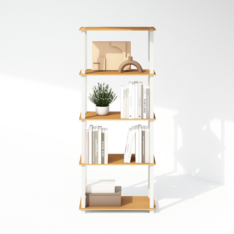 Lynde 3-Tier Multipurpose Stackable Standing Shelves, Set of 2, Beech/White, 29.6"H x 23.6"W x 11.6"D