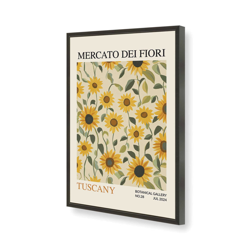 Imprimé de marché aux fleurs d'été Toscane, Reproduction encadrée sans passe-partout, H 15 po x l 12 po x P 1,25 po