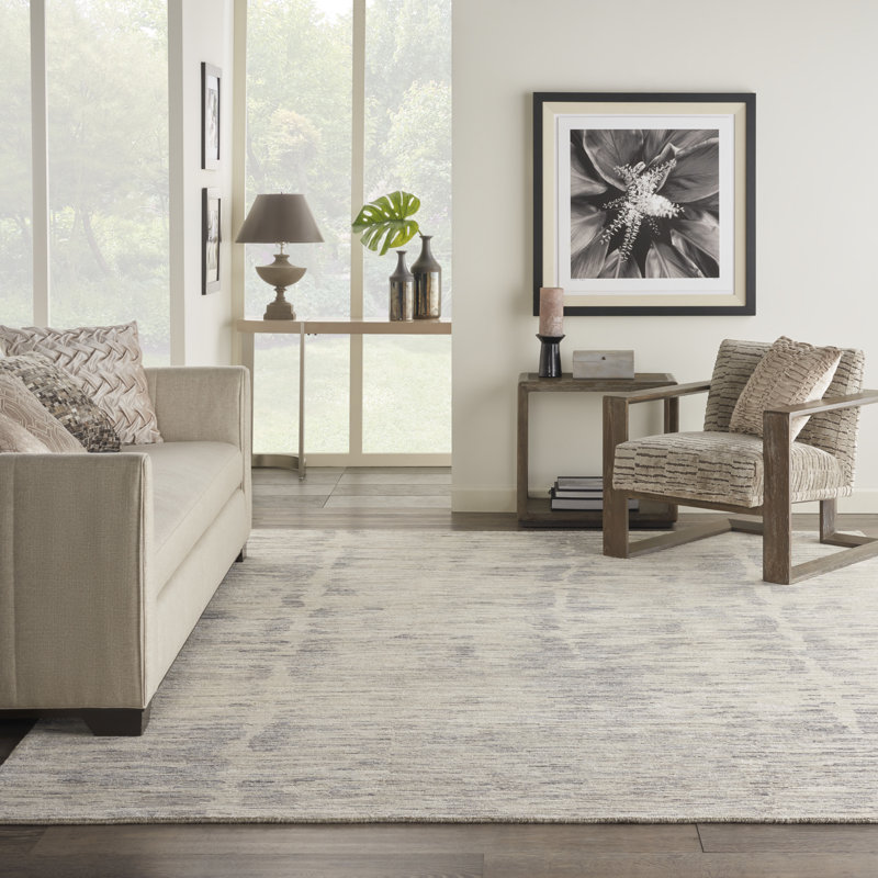 Tapis d'intérieur moderne ardoise ivoire 8 pi 6 po x 11 pi 6 po Nourison Ocean, Ardoise, Rectangle 8 pi 6 po x 11 pi 6 po