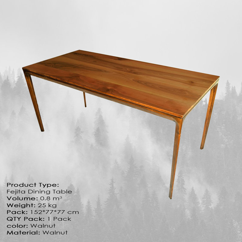 Tannum Walnut Solid Wood Dining Table, H75 x L150 x W75cm