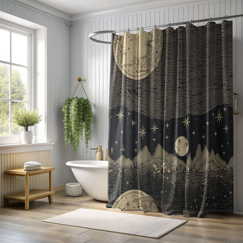 Yerres Abstract Shower Curtain, 74"H x 71"W