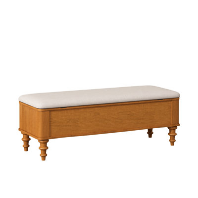 Astin Storage Ottoman Bench with Linen Seat & Rubberwood Legs by Latitude Run
