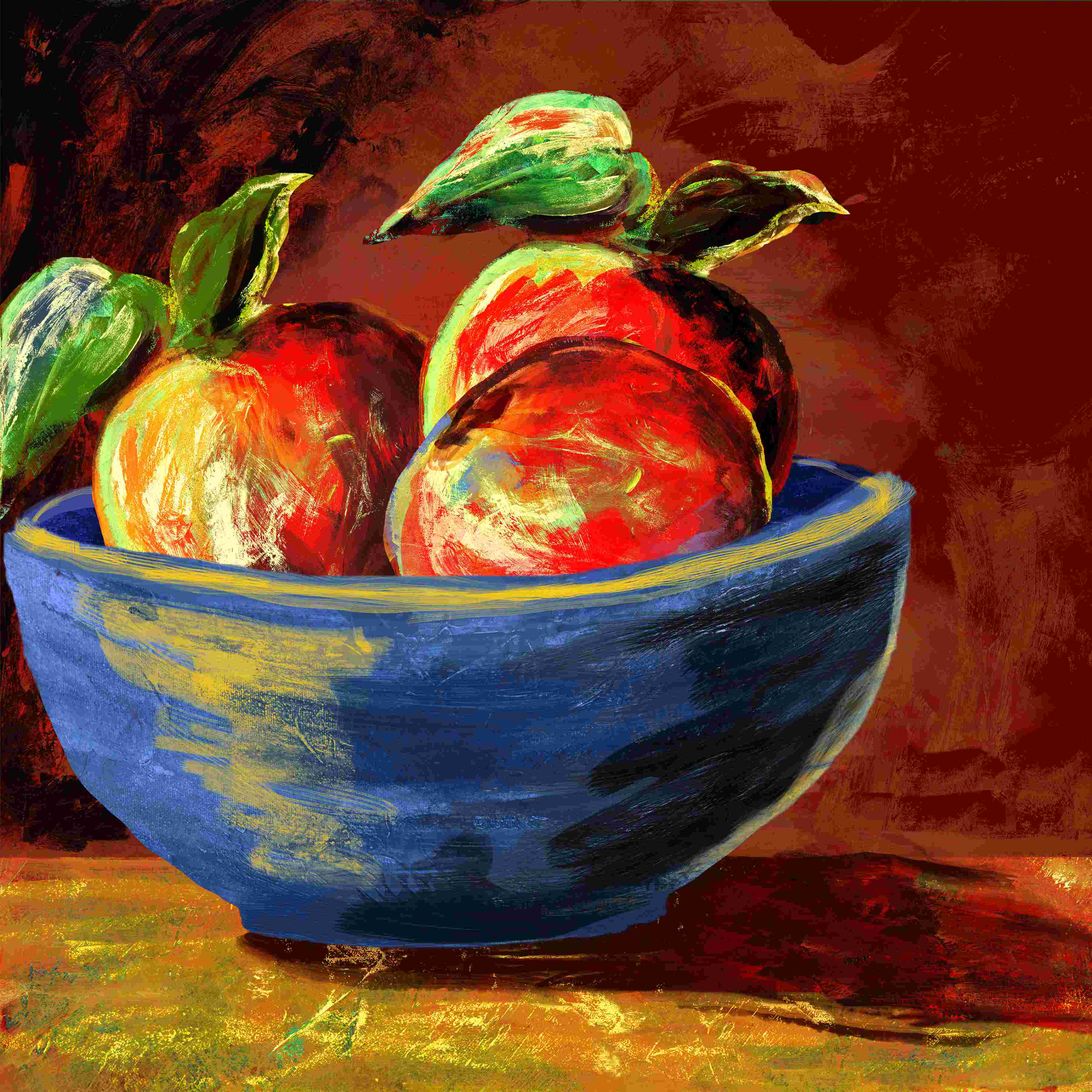 Painterly Fruit Bowl - Wrapped Canvas Graphic Art Charlton Home Size: 30 W x 30 H