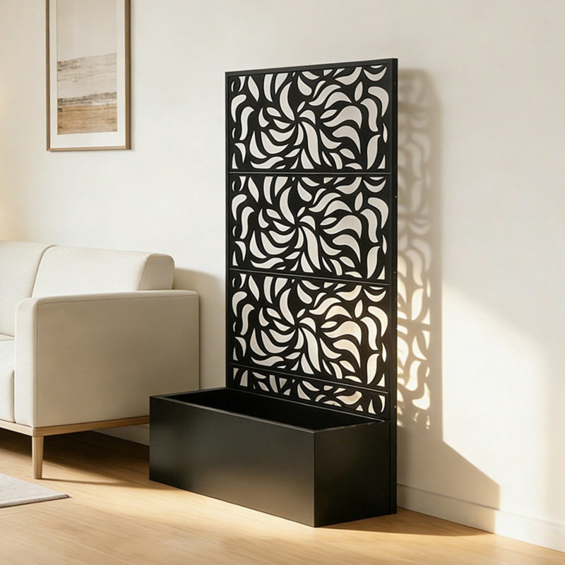 H 70,87 po x l 46,06 po avec moustiquaire et boîte à fleurs, pot de fleurs décoratif en métal sur pied pour terrasse, balcon et cour arrière