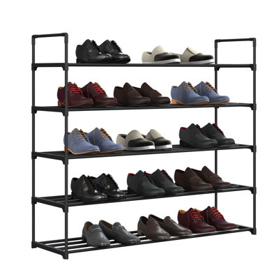 Home-Complete Shoe Rack - 5-Tier Shoe Organizer for Closet, Bathroom, Entryway - Shelf Holds 25 Pairs Sneakers, Heels, Boots
