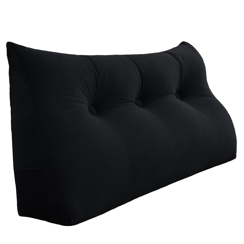 Support de dossier triangulaire en velours, Lit simple, Noir