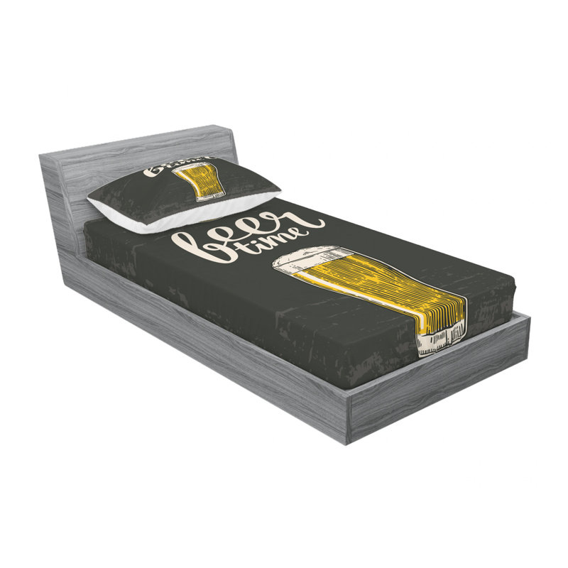 Ensemble de draps en verre Beer Time, Ensemble de draps pour lit simple TG avec drap-hou