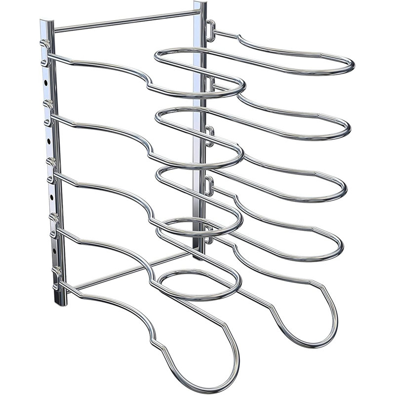 Support réglable pour casseroles et poêles, chrome
