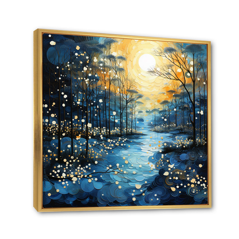 Blue River Reflections of Serenity IV - reproduction, H 16 po x l 16 po x P 1 po, Cadre flottant doré