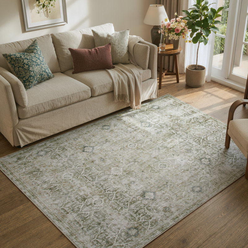 Tapis lavable rétro Tribal Cashmere, Rectangle 5 pi x 7 pi
