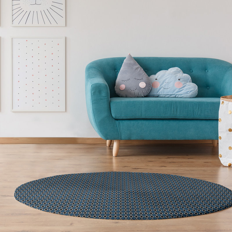 Chenille Geometric Indoor Rug, Round 5'