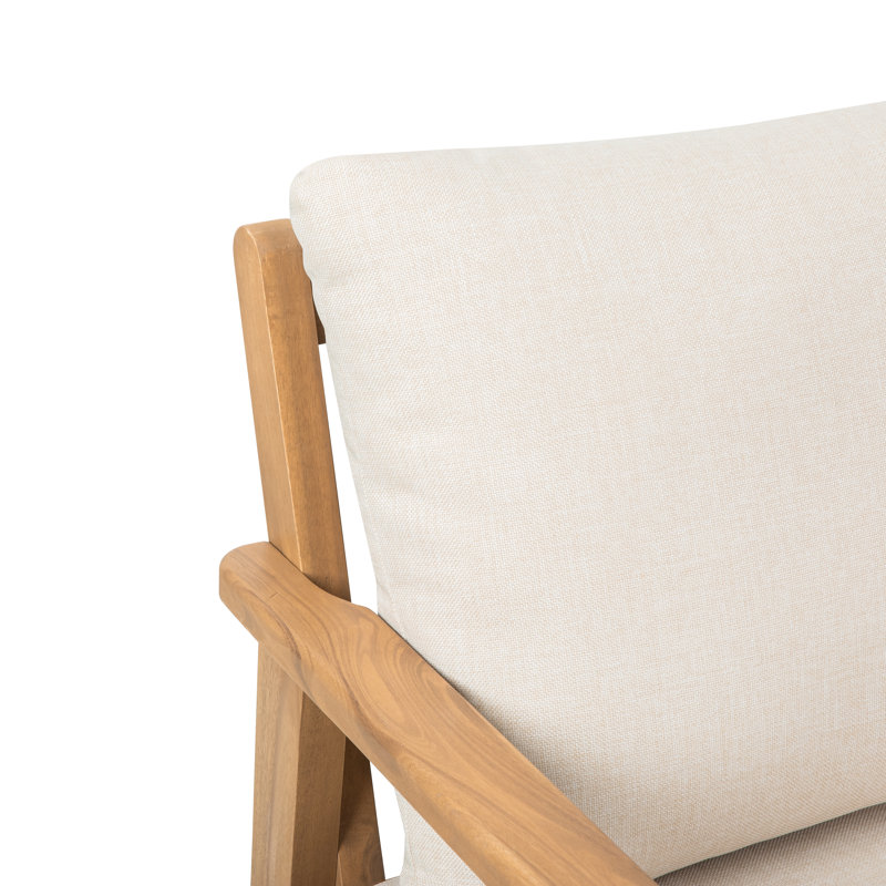 Ensemble de conversation modulaire en bois massif pour 5 personnes avec coussins Weslyn
