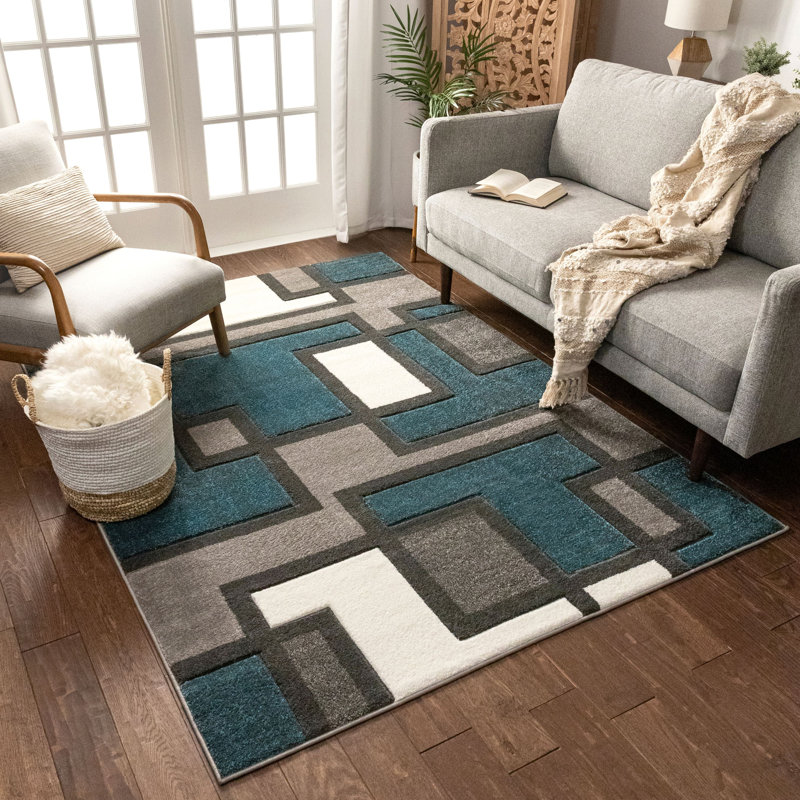 Ruby Blue/Grey Rug, Rectangle 120 x 160cm