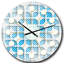 Horloge murale 3D blanche et bleue II - Mid-Century-40744433