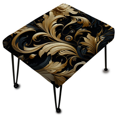 Repose-pieds rectangulaire noir et or Intrigue Elegance